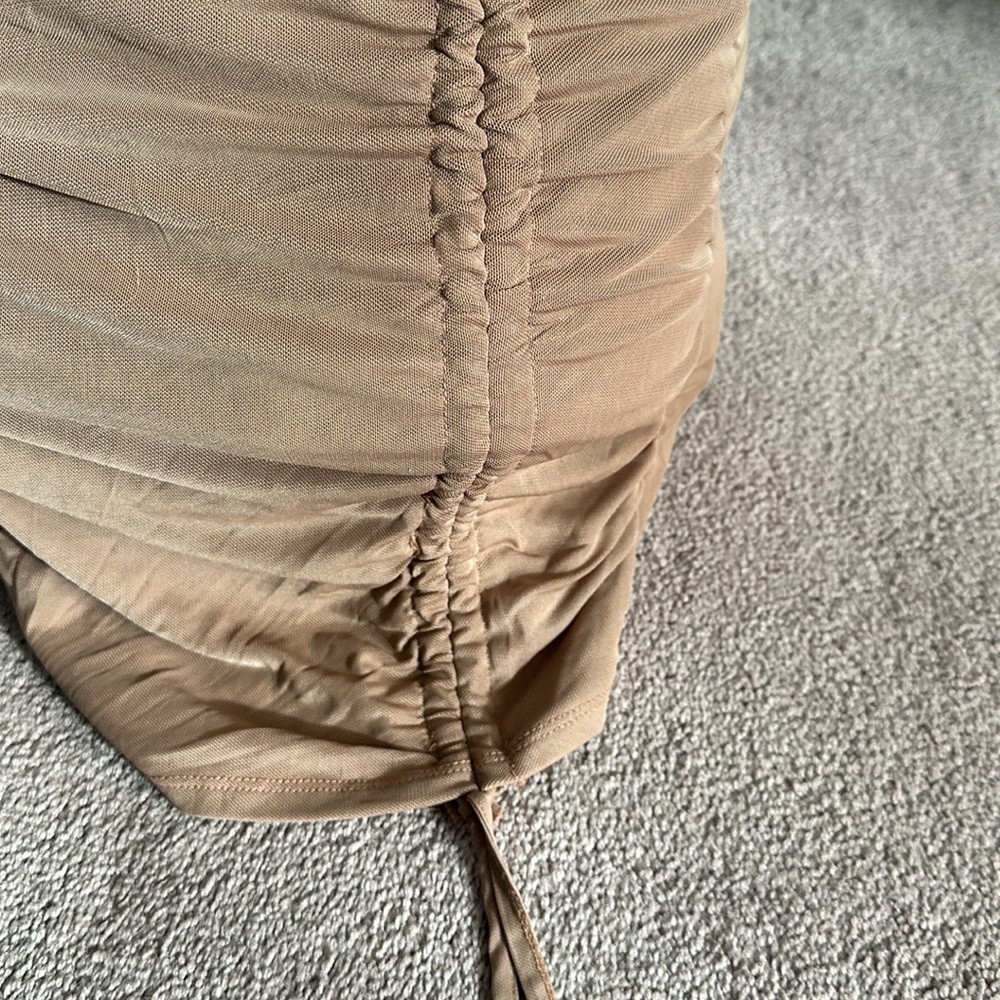 Tan Ruched Mini Dress - Picture 5 of 8
